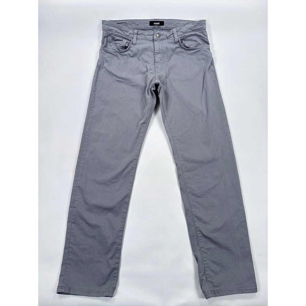 Mavi Mens Zach Pants 36x34 Grey Straight Leg Stretch Minimalist Comfort